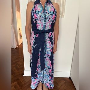 Lilly Pulitzer Navy Print Maxi Dress Size 16